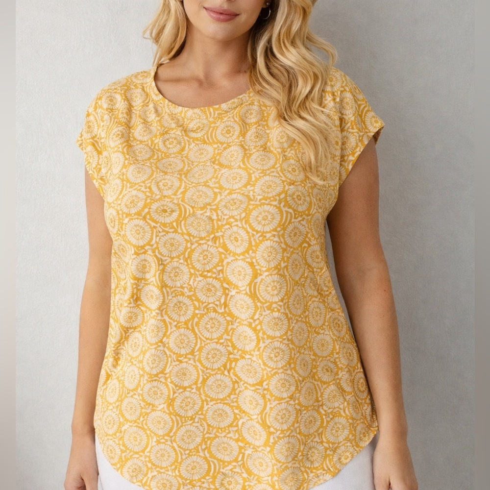 LOFT Yellow Printed Top 🌼✨ NWOT XS